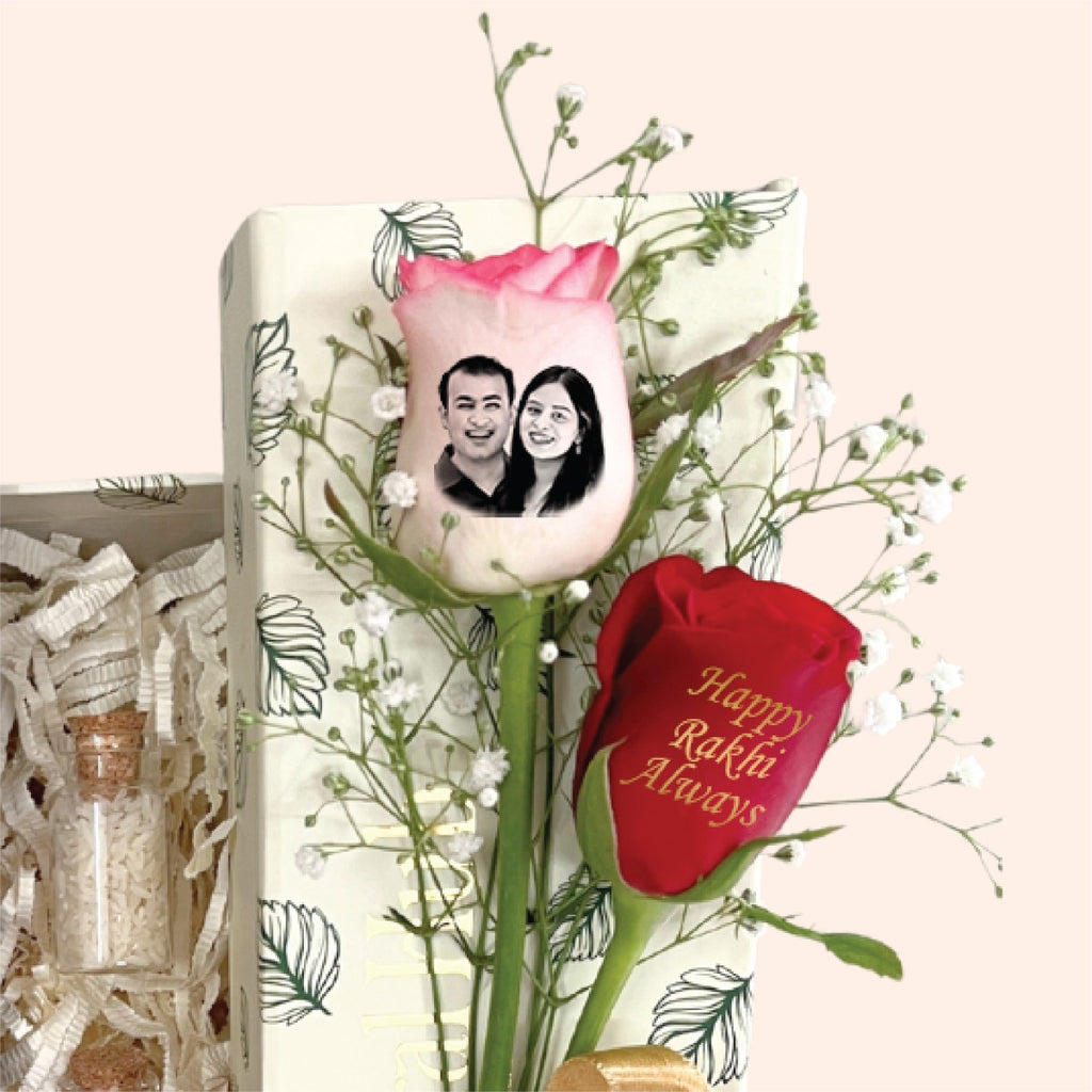 Bro Code Rakhi Box – Funny Frame, Magnet & Photo Roses for Bhaiya Bhabhi
