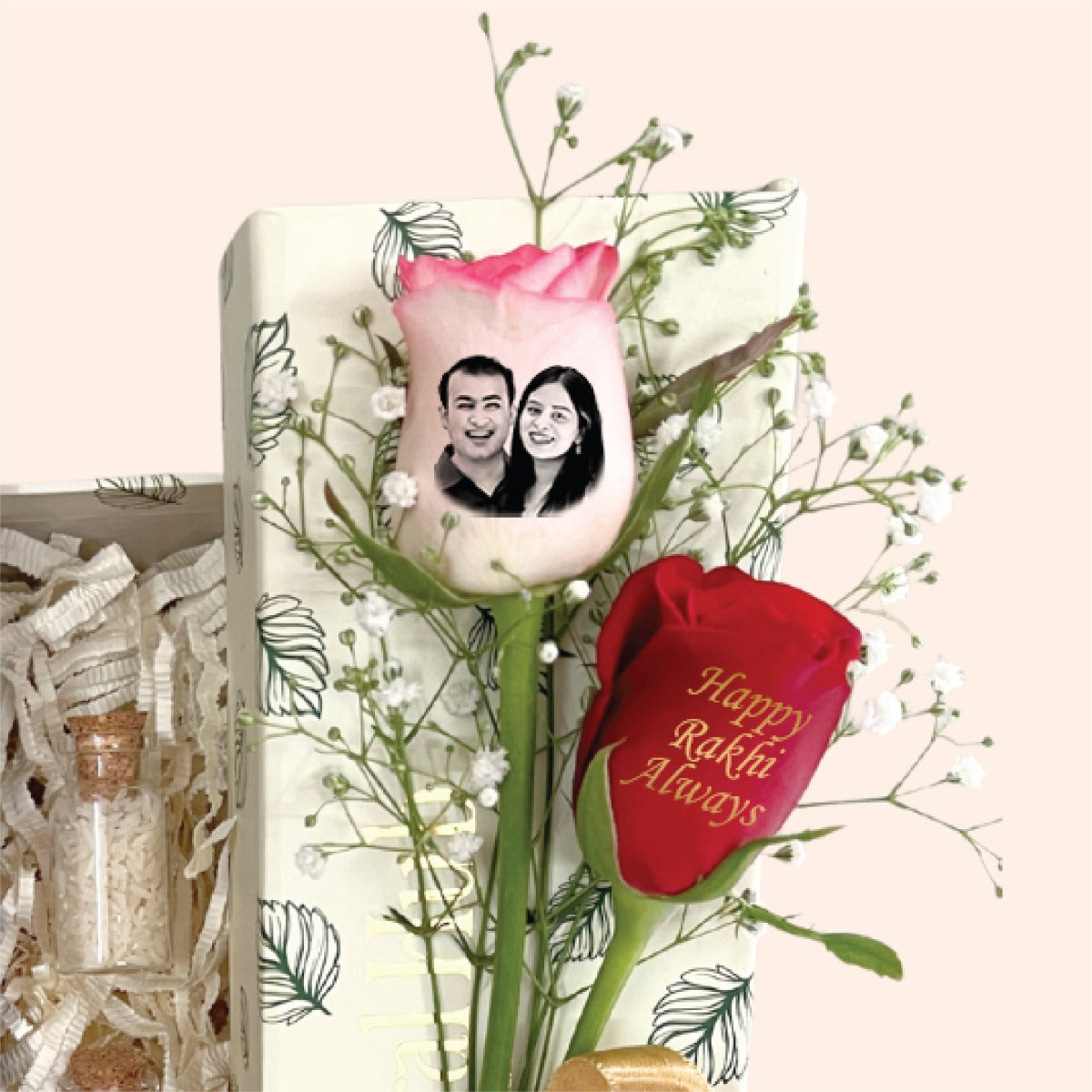 Bro Code Rakhi Box – Funny Frame, Magnet & Photo Roses for Bhaiya Bhabhi
