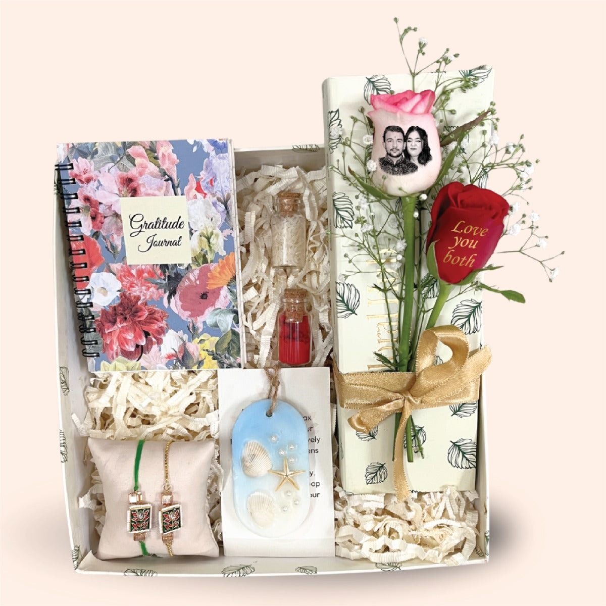 Bhaiya Bhabhi Rakhi Box with Journal, Photo Rose & More