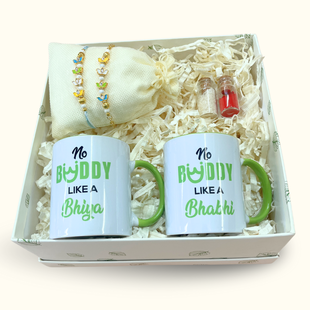 Bhaiya Bhabhi Rakhi Gift Box with Roli Chawal & Mug Set