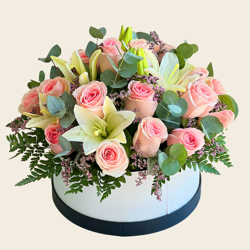 Pink Roses & Lilies Box