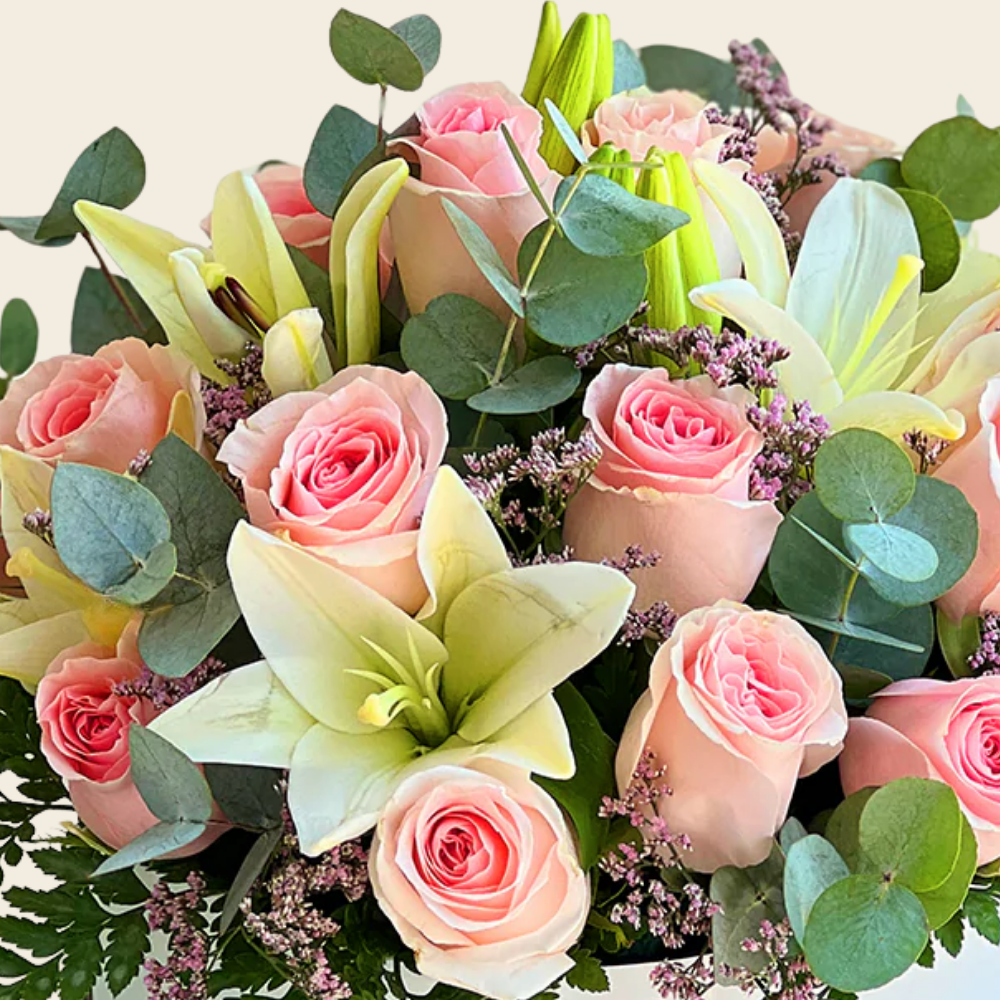 Pink Roses & Lilies Box