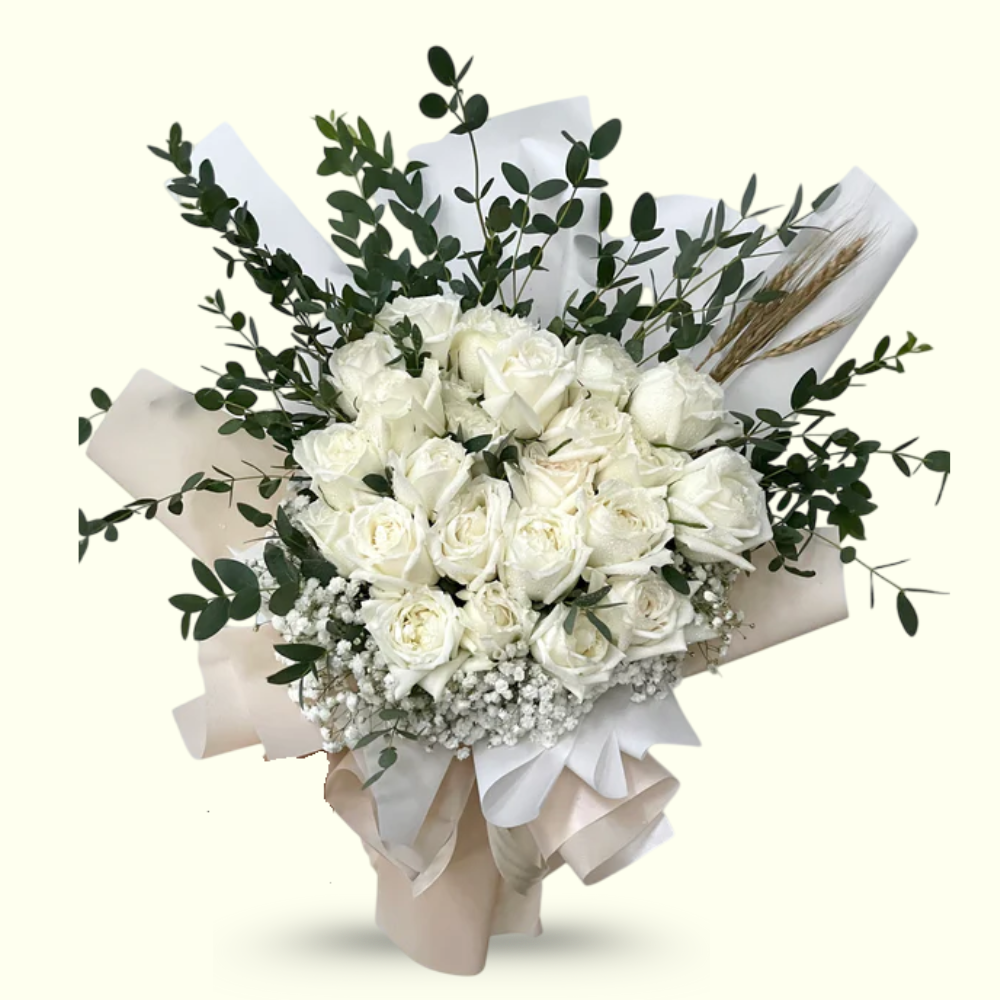 Bouquet of 20 White Roses – Express Your Emotions