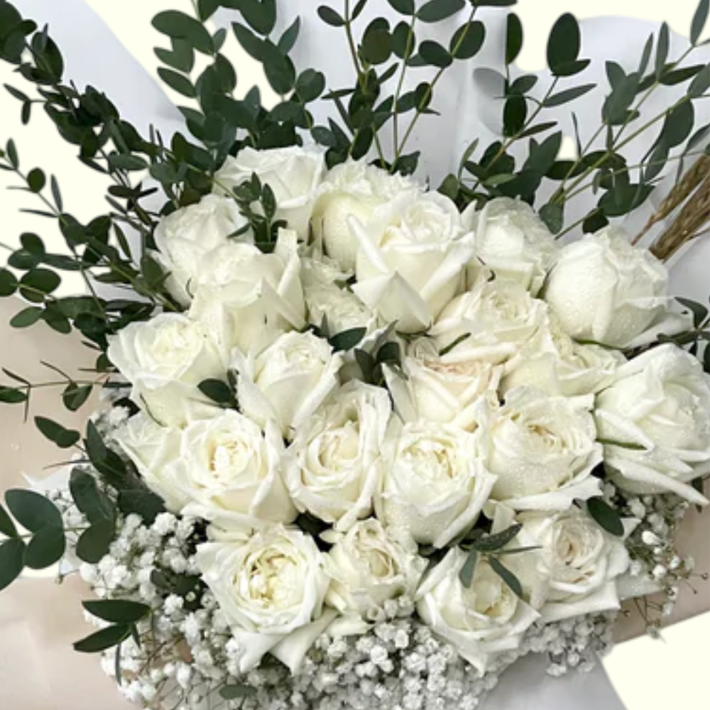 Bouquet of 20 White Roses – Express Your Emotions