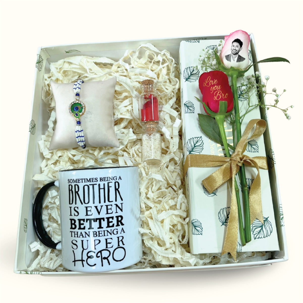 Peacock Rakhi Gift Box Personalized Rose