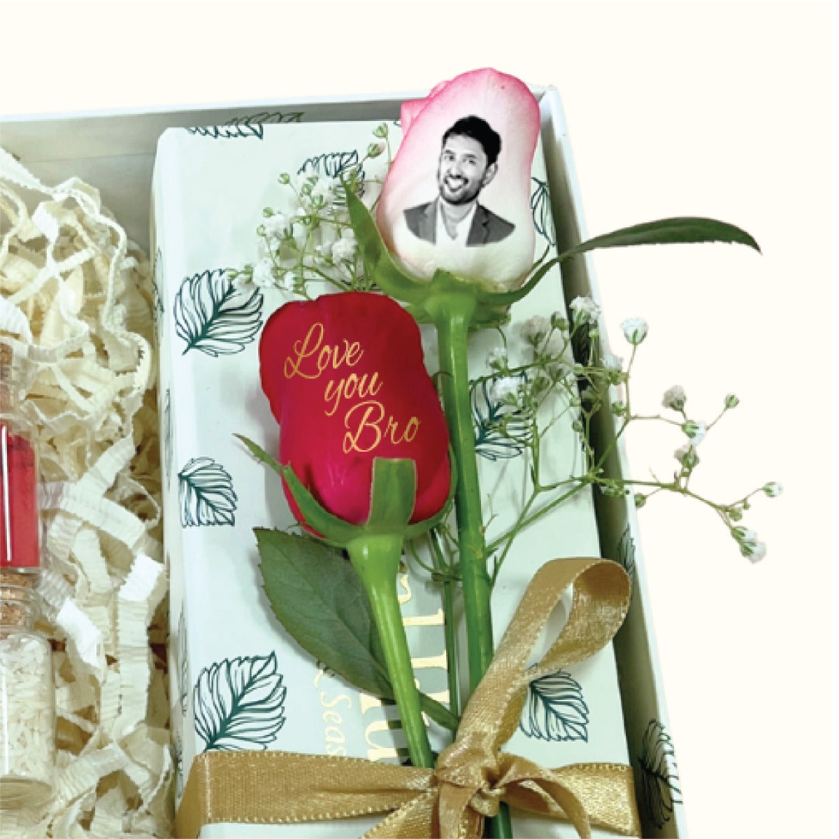 Peacock Rakhi Gift Box Personalized Rose