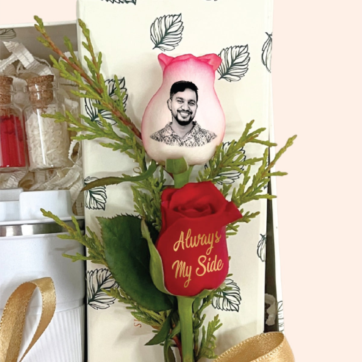 Rakhi Gift for Brother with Coffee Flask & Custom Rose