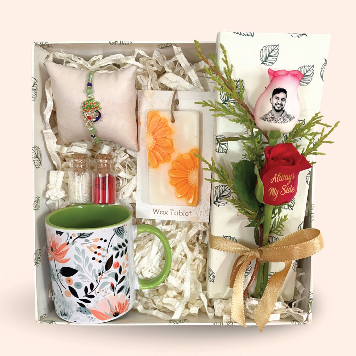Rakhi Surprise Box for Bhai with Mug & Photo Rose