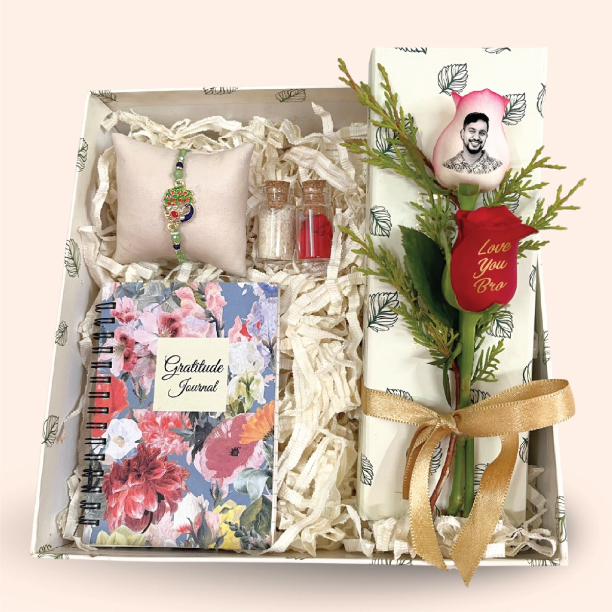 Bro Bond Rakhi Box with Journal & Personalized Rose