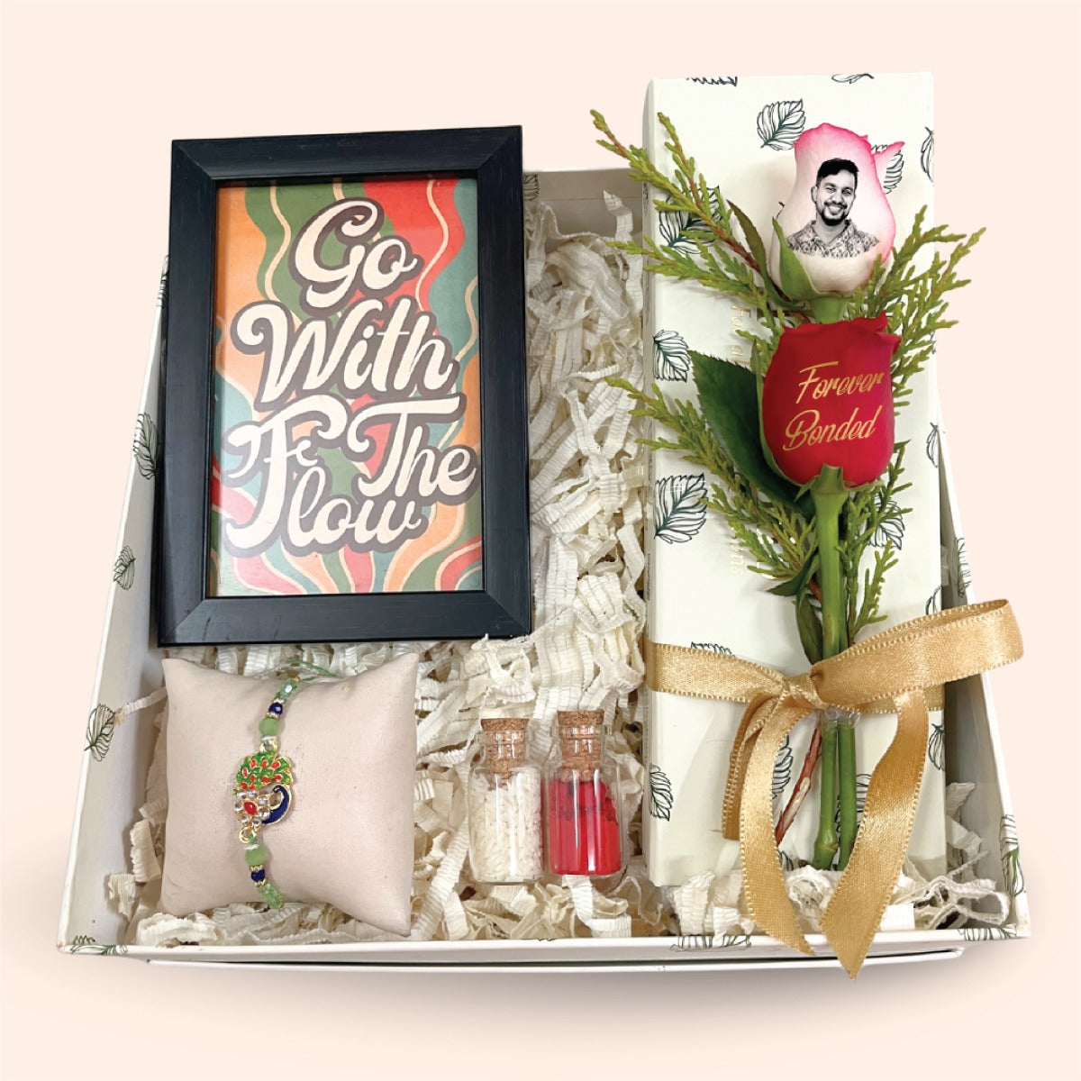 Peacock Rakhi & Personalized Rose