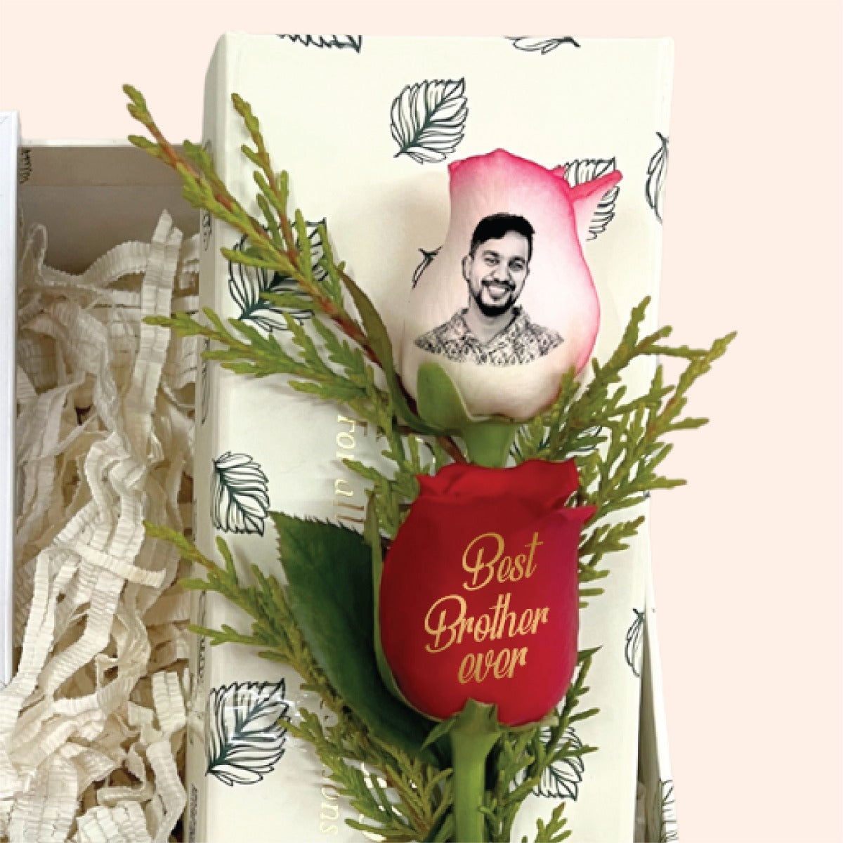 Happy Day Rakhi Gift Box for Brother – Peacock Rakhi & Personalized Rose