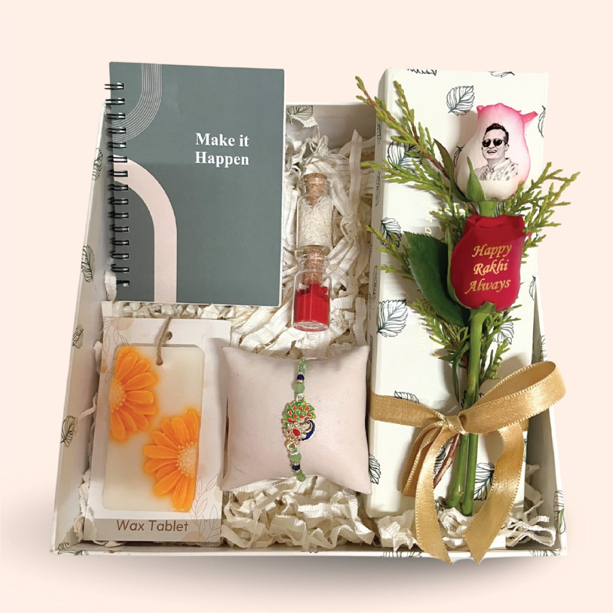 Make It Happen Rakhi Gift Box for Brother with Rose & Diary