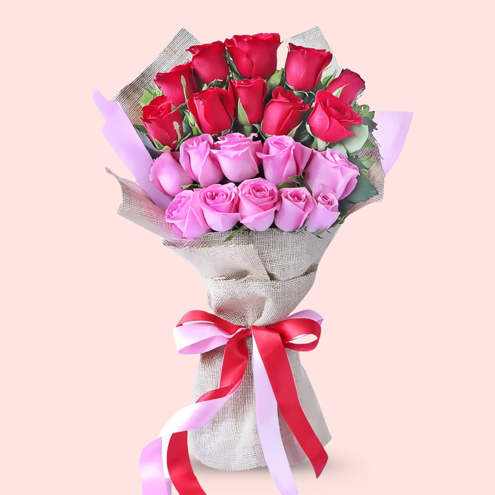 Rose Bouquet with Jute Wrap