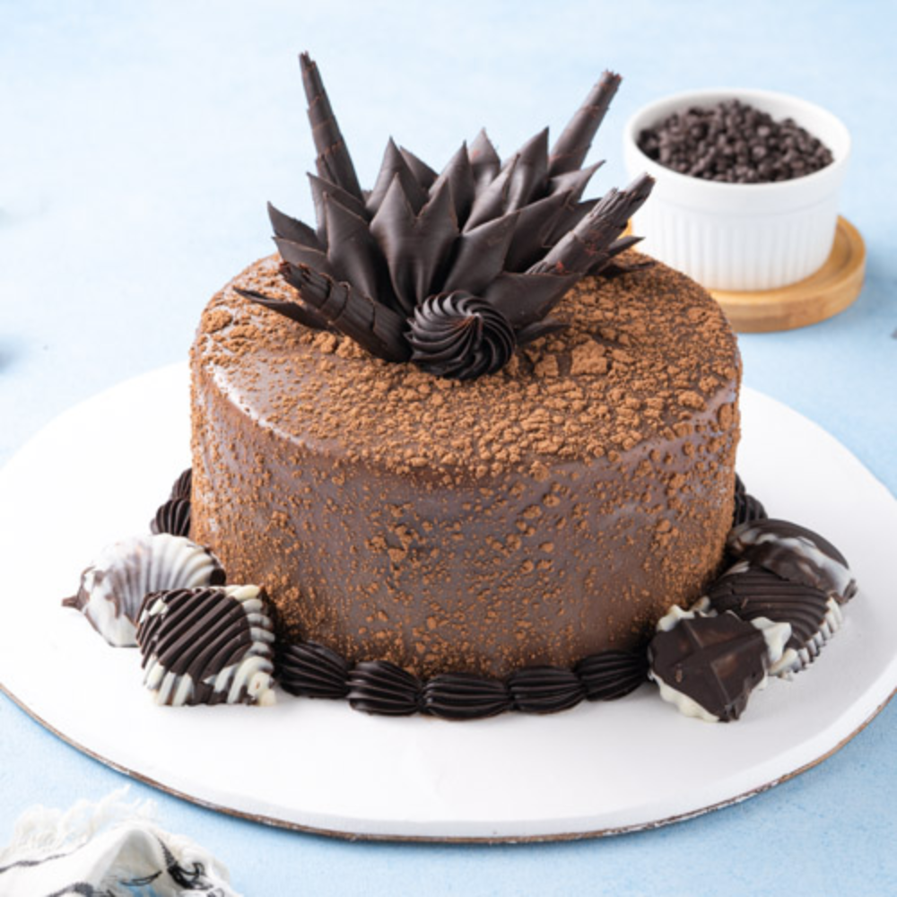 Decadent Chocolate Truffle Cake with Dark Chocolate Garnish