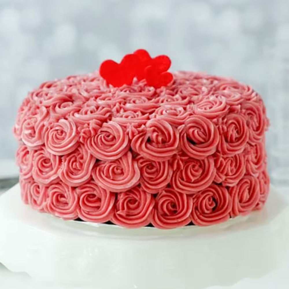Elegant Pink Rose Buttercream Cake - Perfect for Special Occasions