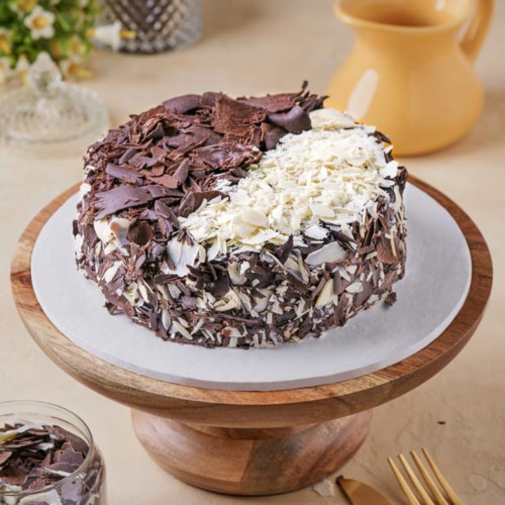 Choco-Vanilla Dual Delight Cake | Rich Dark & White Chocolate