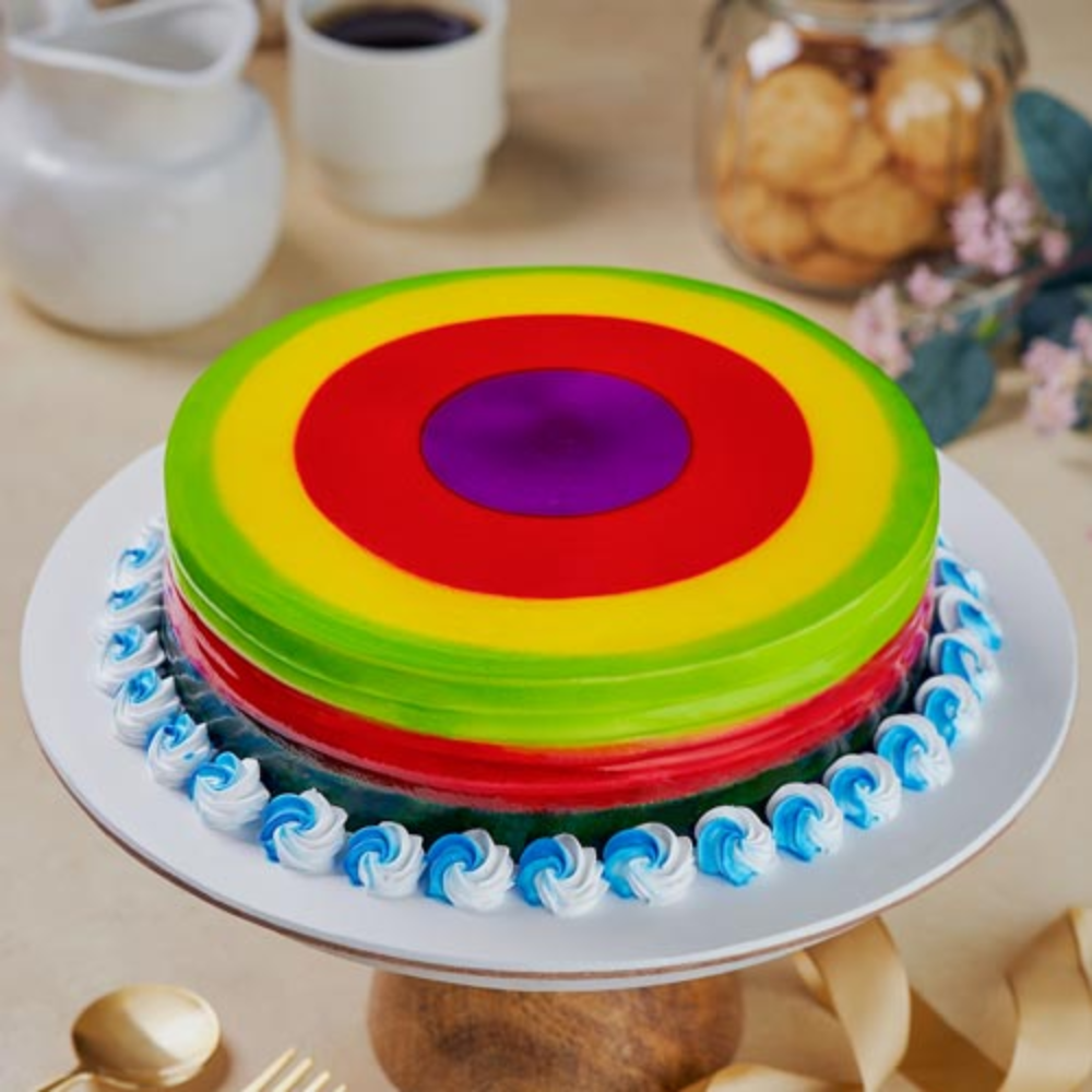 Vibrant Rainbow Gelatin Cake – Perfect for Every Celebration