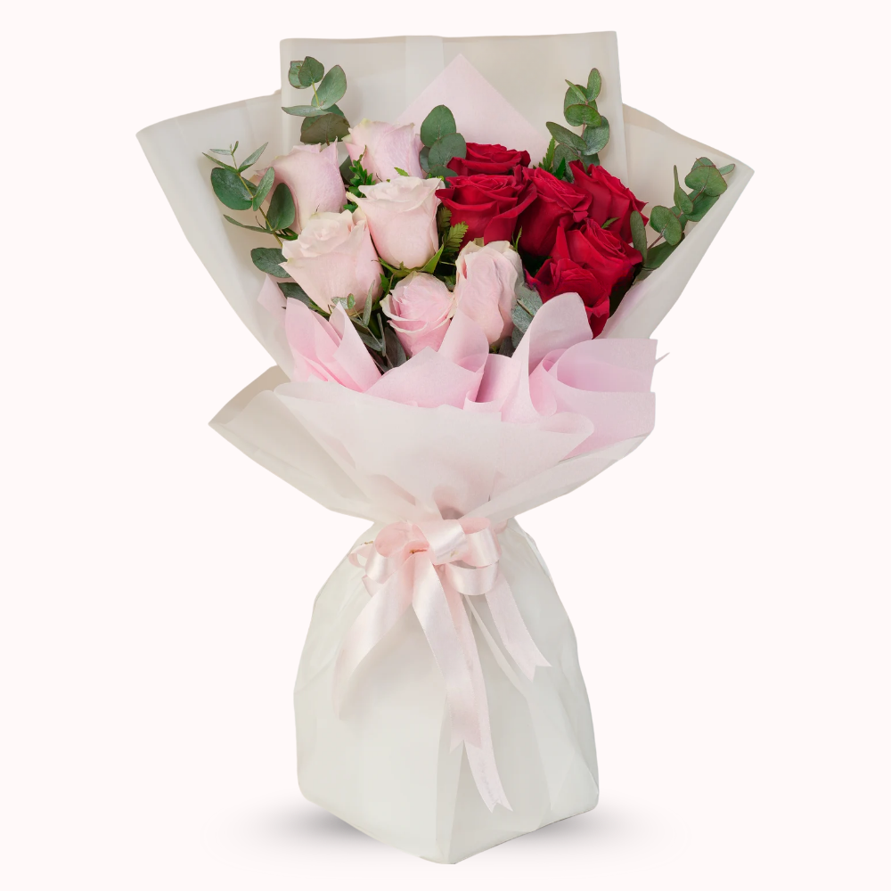 Classy Pink & Red Rose Bouquet