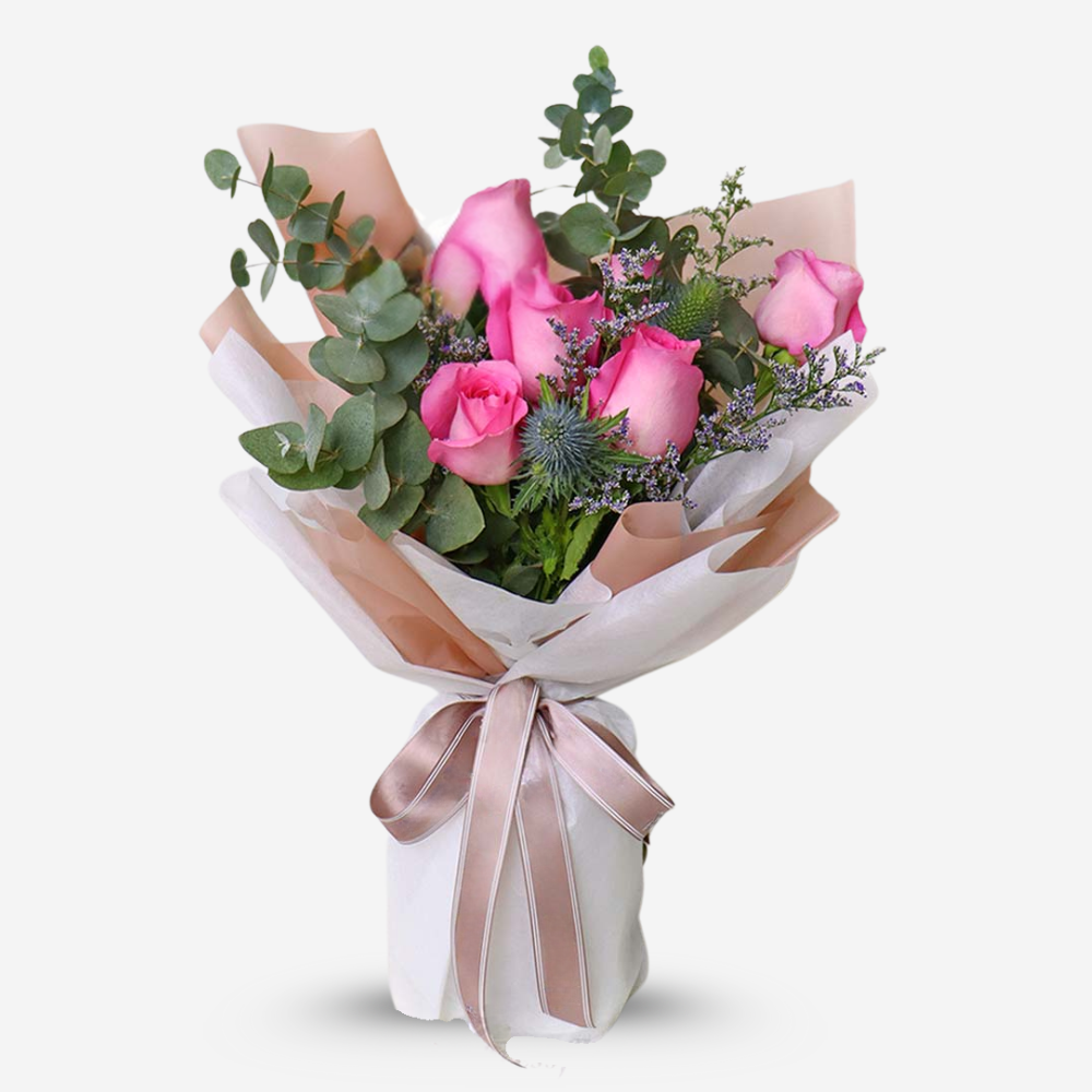 Elegant Pink Rose & Eucalyptus Bouquet