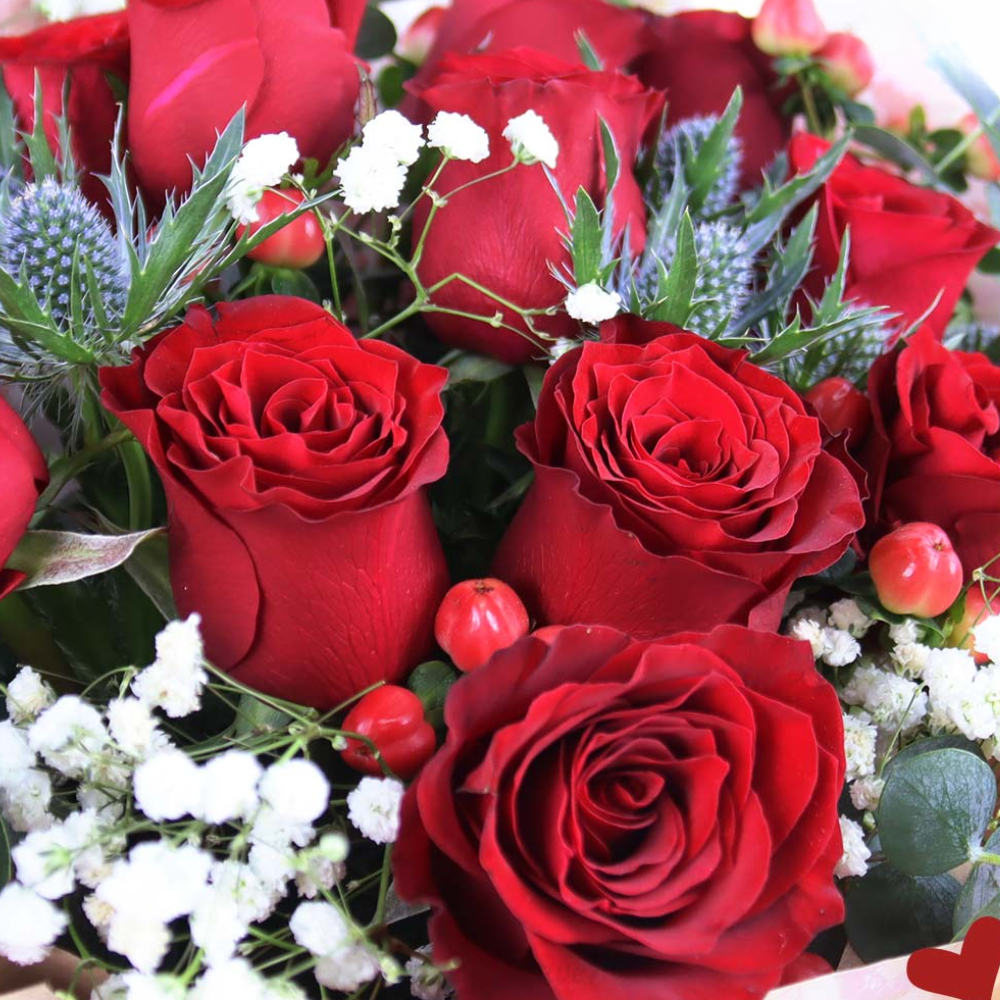 Premium Red Rose Bouquet with Fillers and Greenery