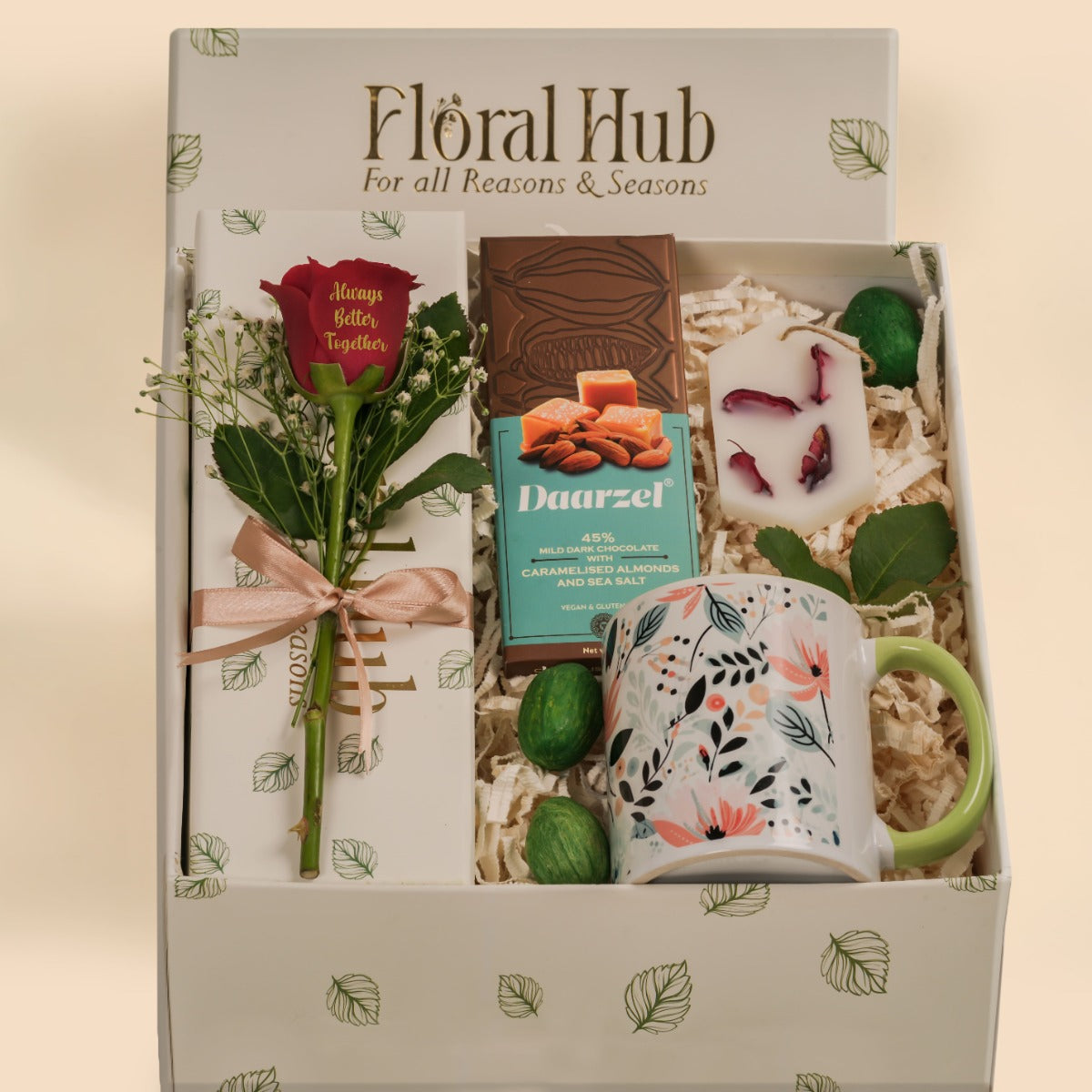 Luxury Floral Gift Box - Chocolate, Mug, Personalized Rose & More