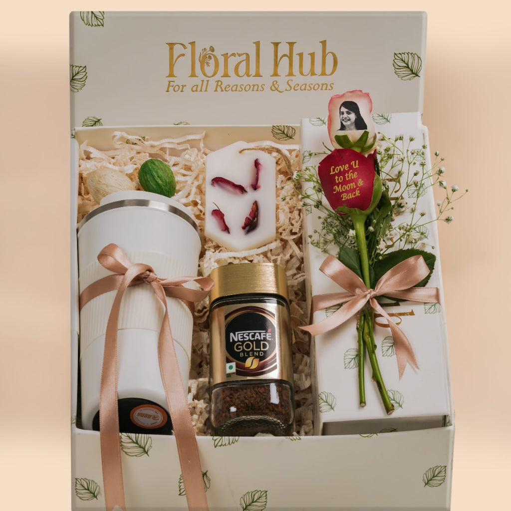 Deluxe Coffee &  Personalized Rose Box