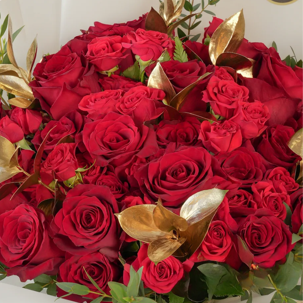 Golden Blush Red Roses Bouquet