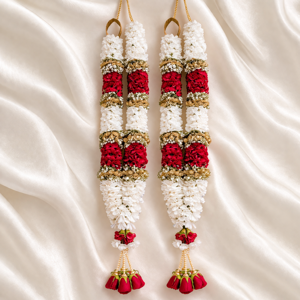 Red  & White Carnation Wedding Garland