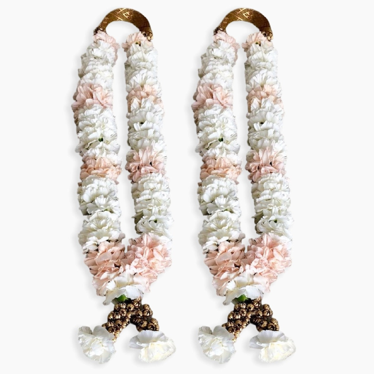 White and Peach Carnation Wedding Jaimala (Garland)