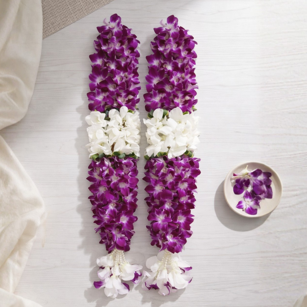 Purple And White Orchid Wedding Garland