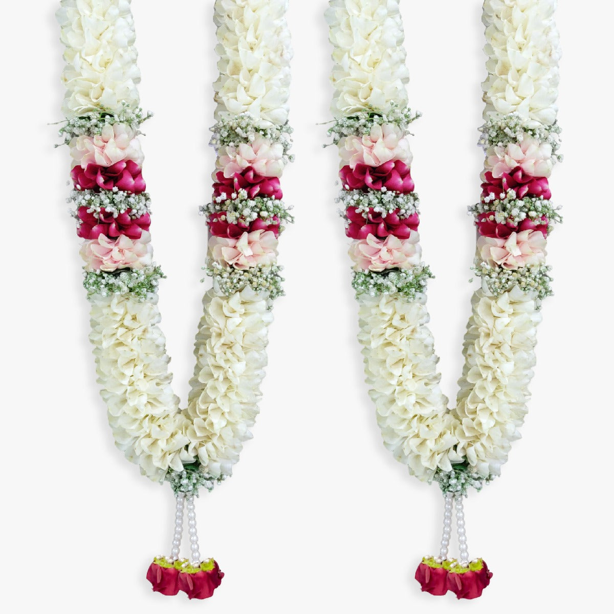 White & Pink Rose Petals and Baby's Breath Garland