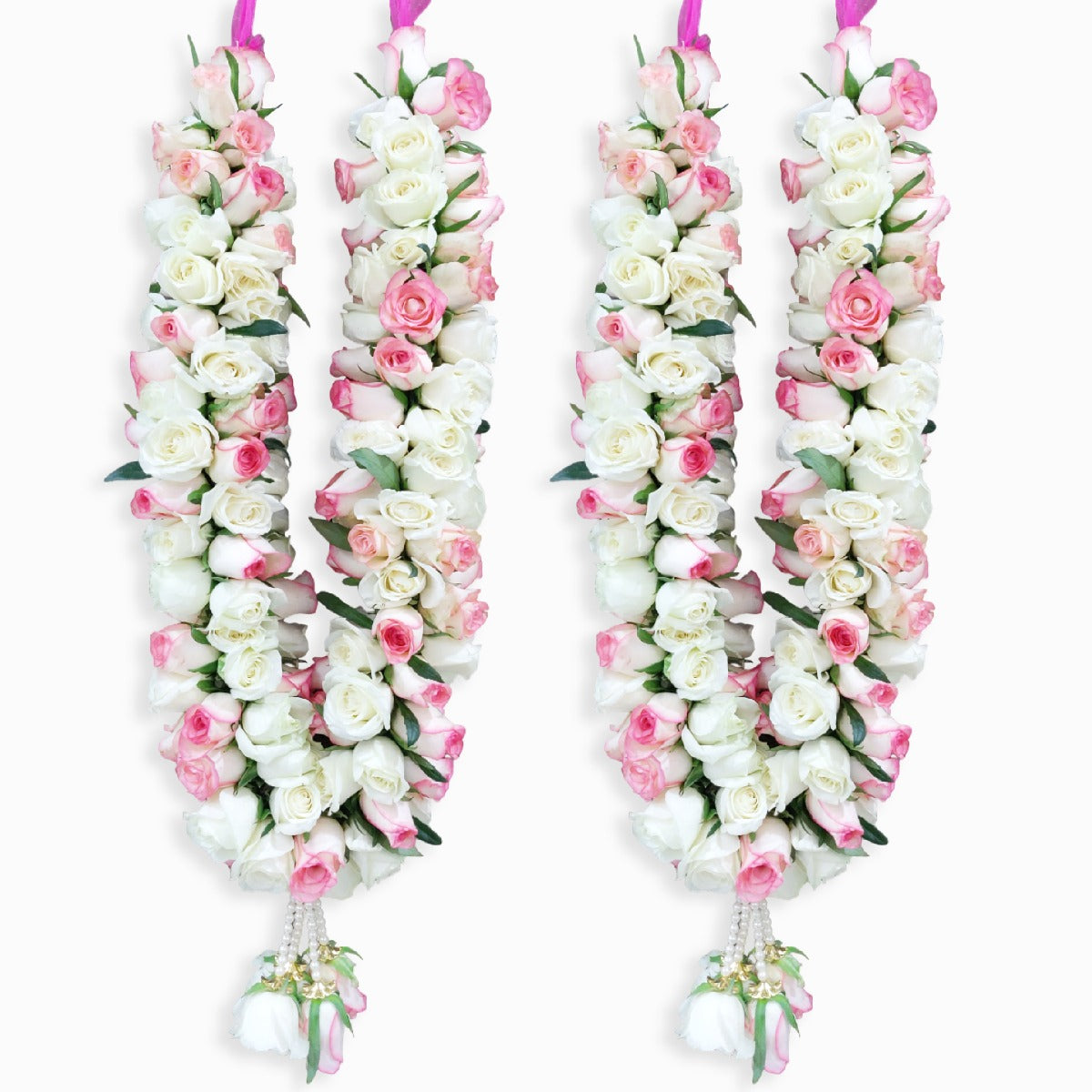 White Rose Aqua Pink Rose Wedding Garland
