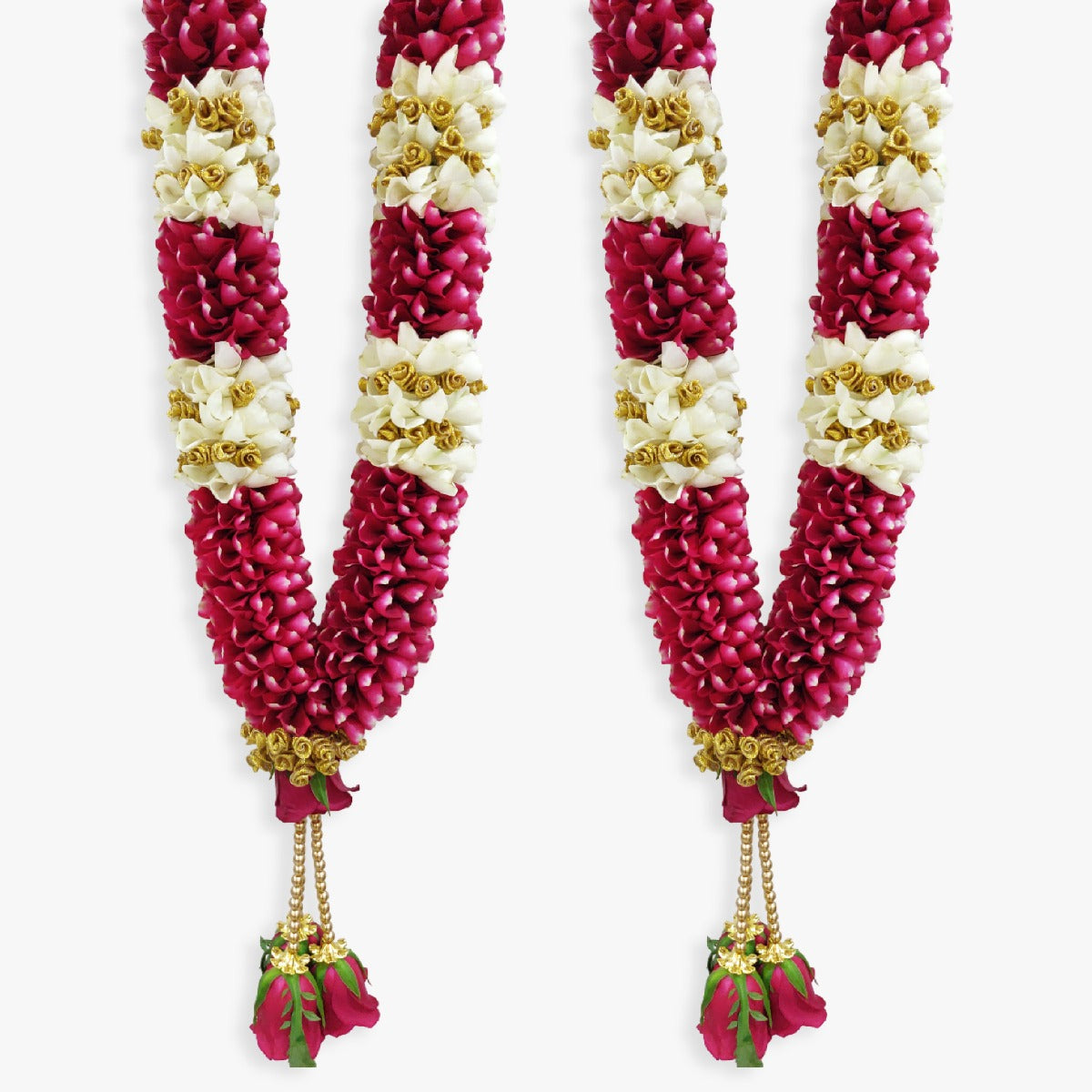 White And Red Rose Petal Jaimala For Wedding