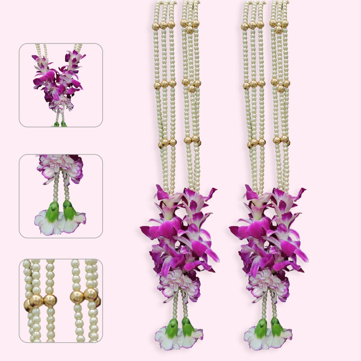 Purple Orchid & Shaded Carnation Pearls Jaimala