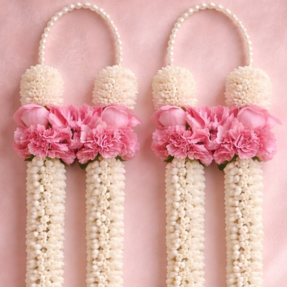 Light Pink Carnation With Fragrance Jasmine Wedding Garland