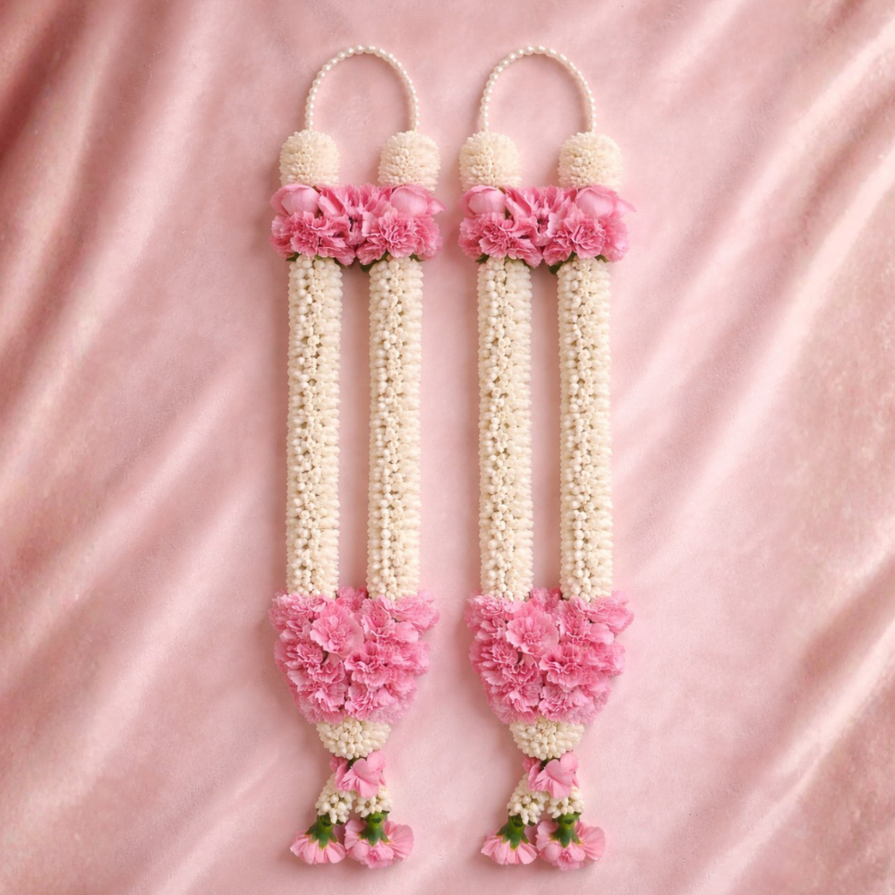 Light Pink Carnation With Fragrance Jasmine Wedding Garland