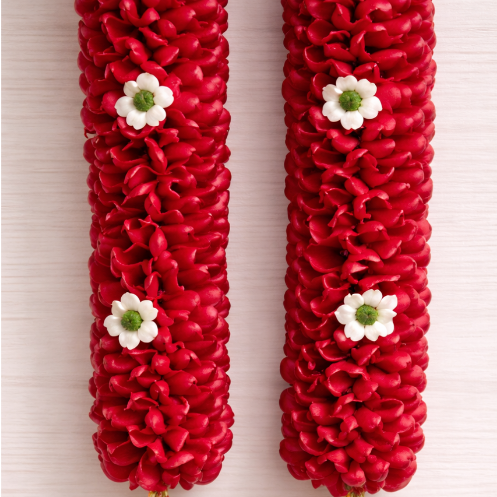 Jasmine Weeding Garland With Red Rose Petals