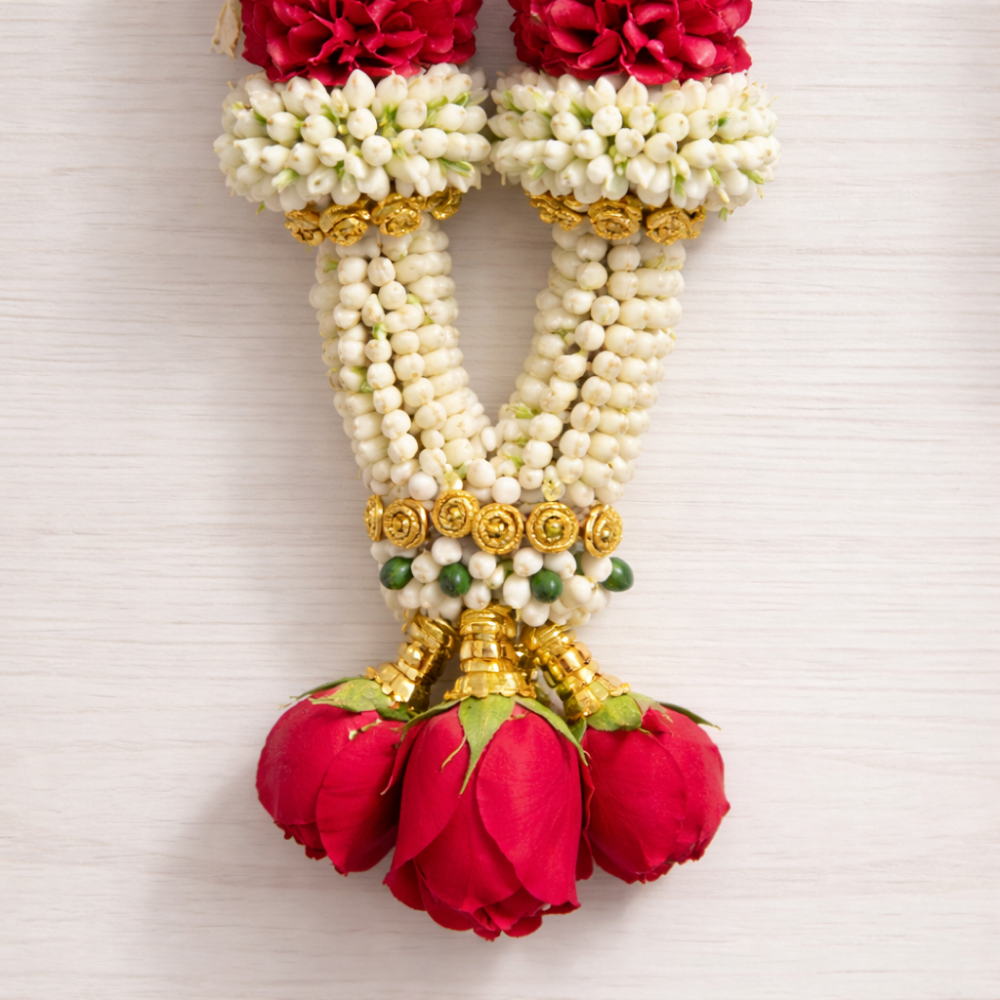 Jasmine Weeding Garland With Red Rose Petals