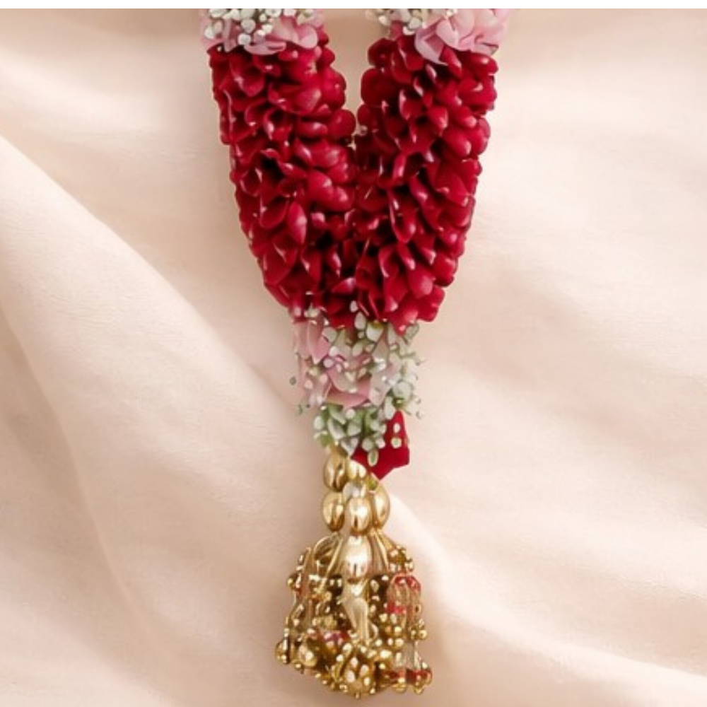 Red Rose & Aqua Pink Rose Petals Wedding Garland
