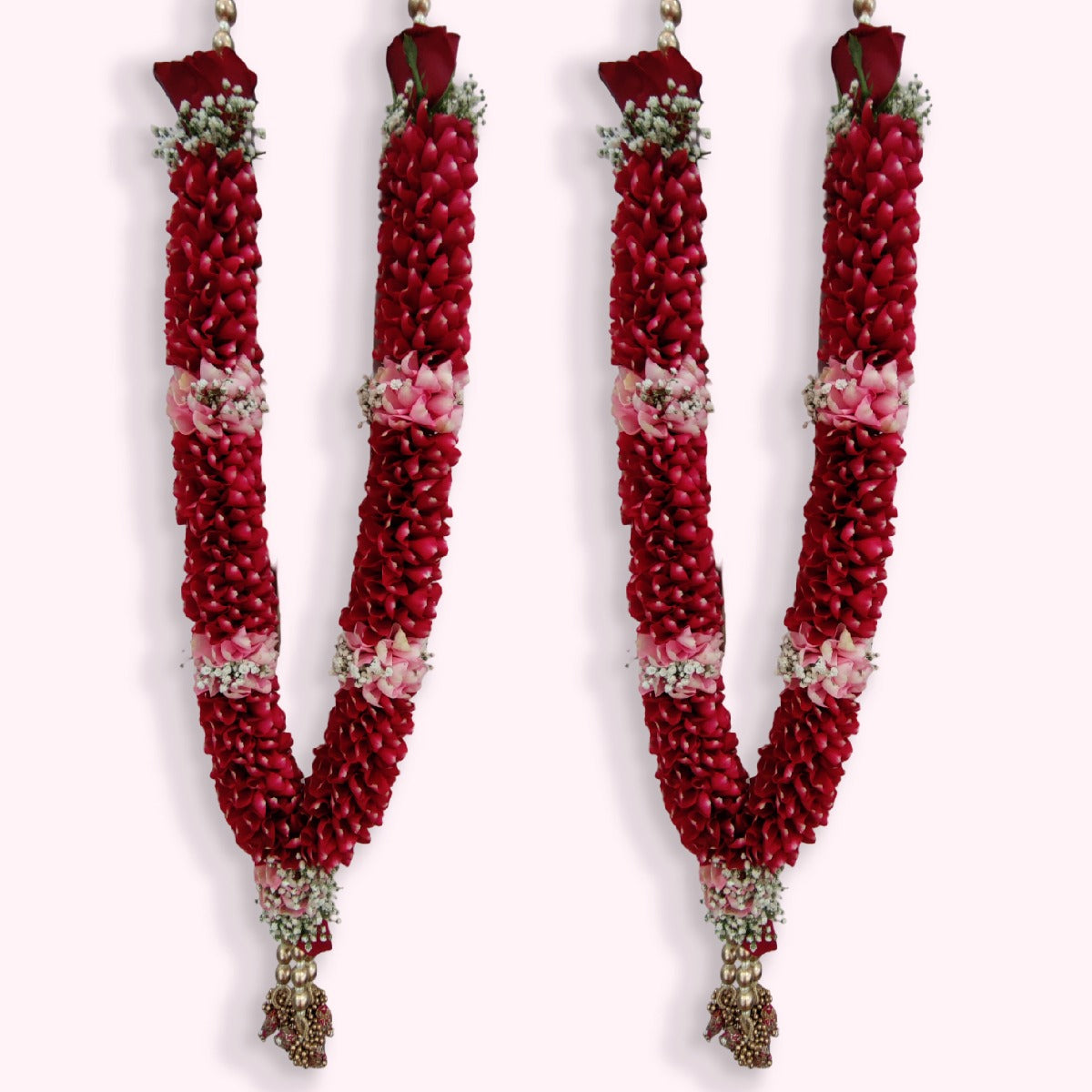 Red Rose & Aqua Pink Rose Petals Wedding Garland