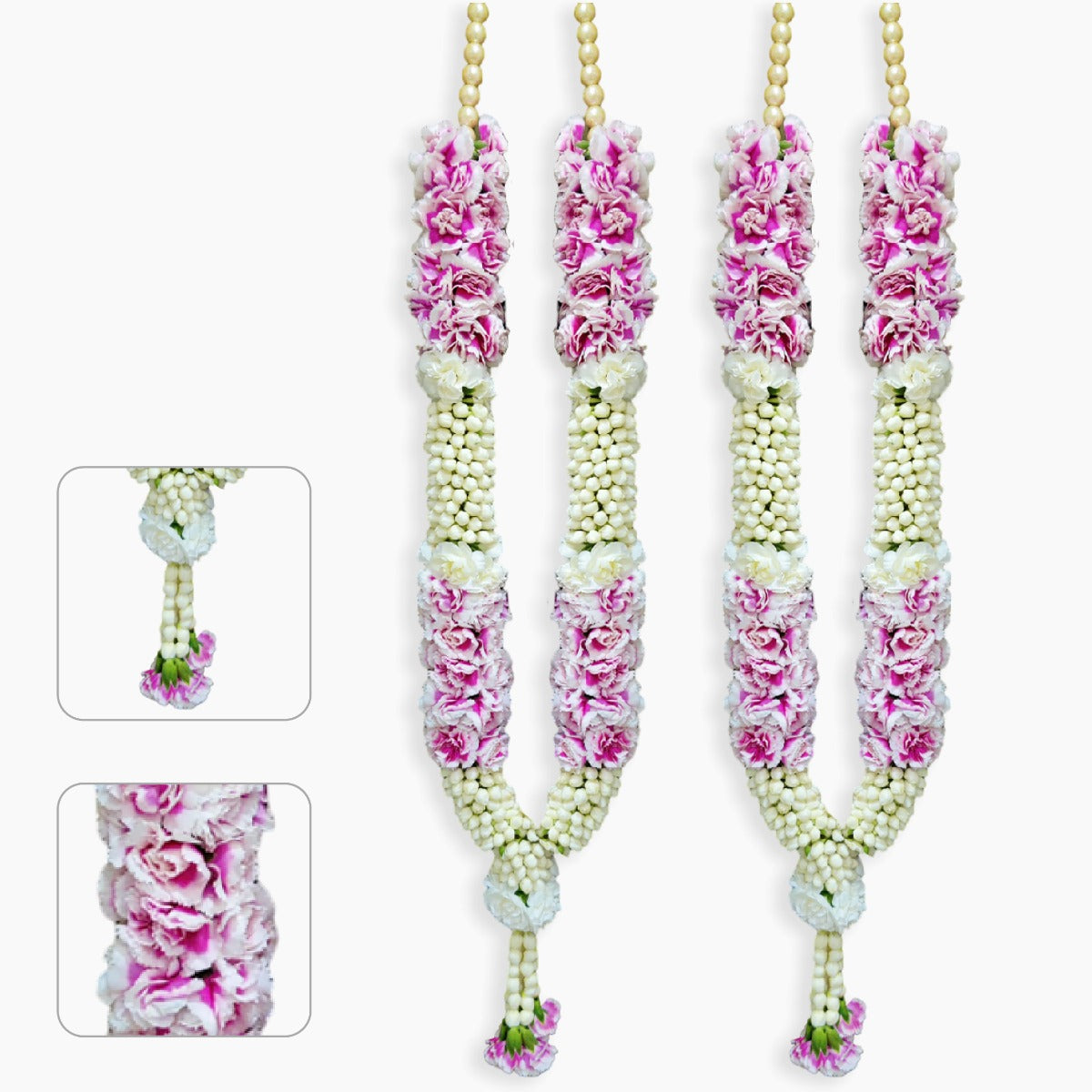 Purple Spray Carnation With Jasmine Wedding Garland