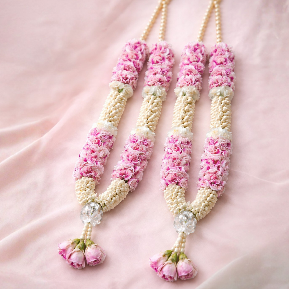 Purple Spray Carnation With Jasmine Wedding Garland