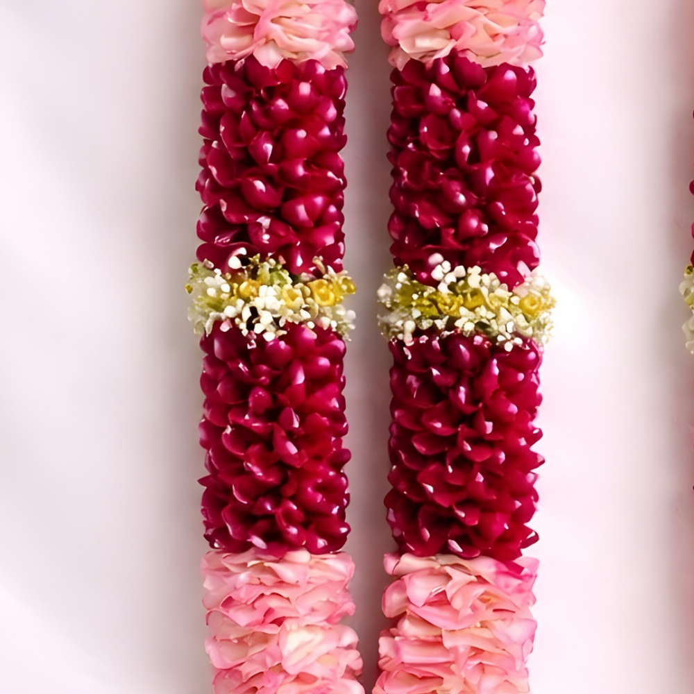 Aqua Pink Rose & Red Rose Petals Wedding Jaimala