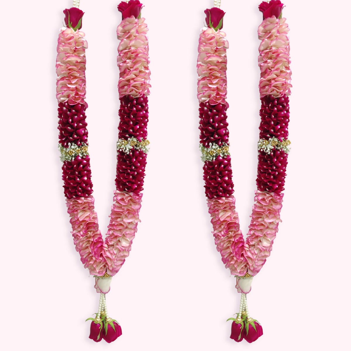 Aqua Pink Rose & Red Rose Petals Wedding Jaimala