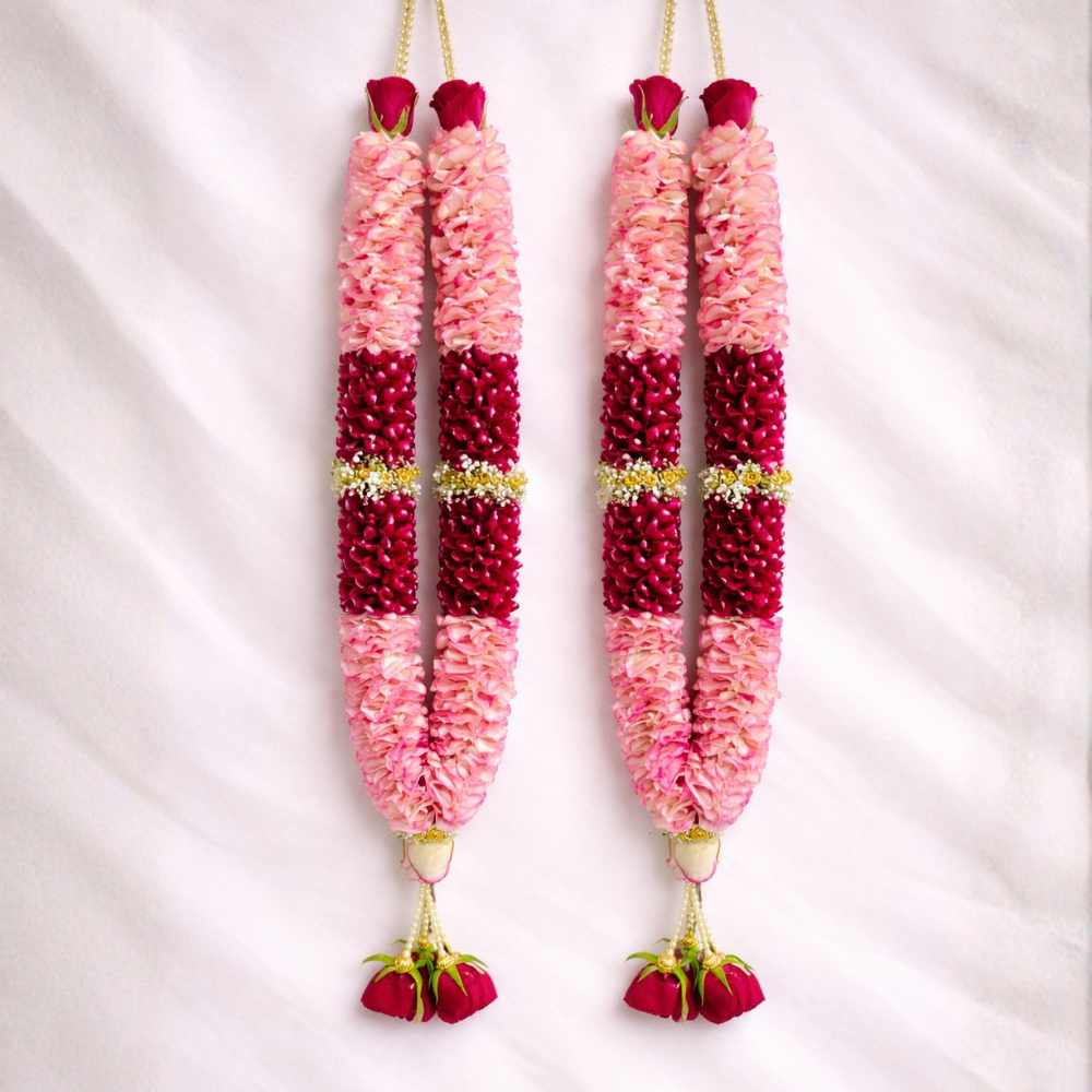 Aqua Pink Rose & Red Rose Petals Wedding Jaimala