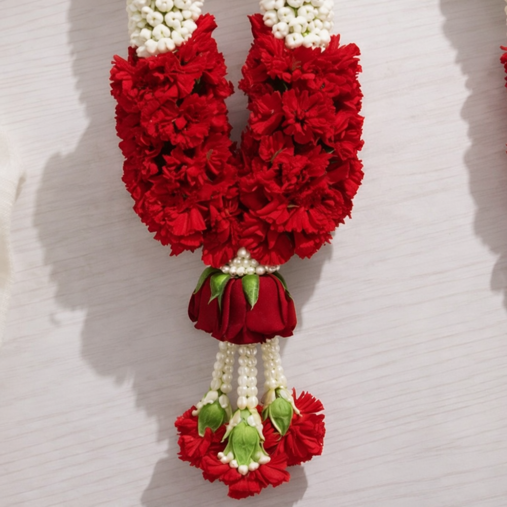 Jasmine  With Red Carnation Garland