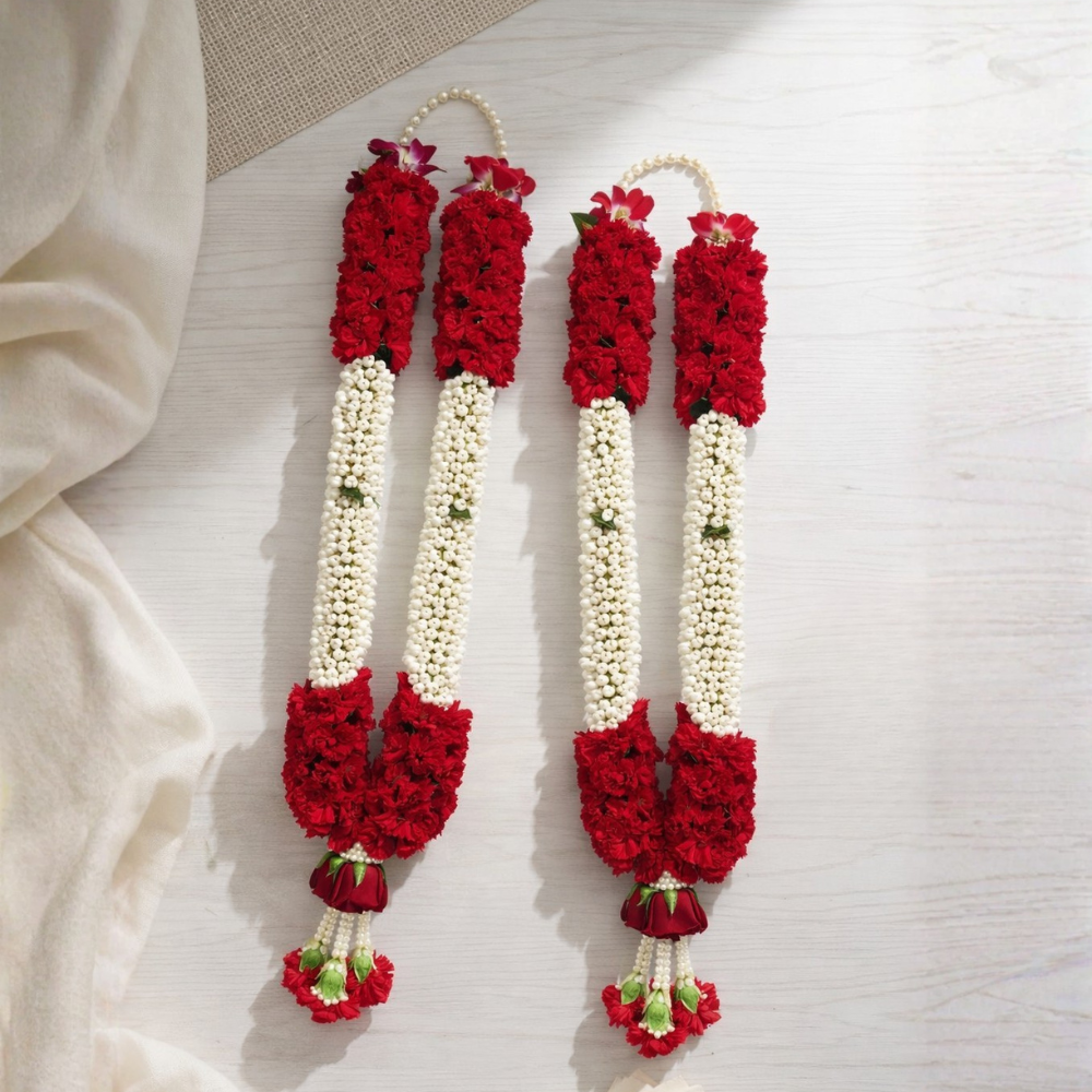 Jasmine  With Red Carnation Garland