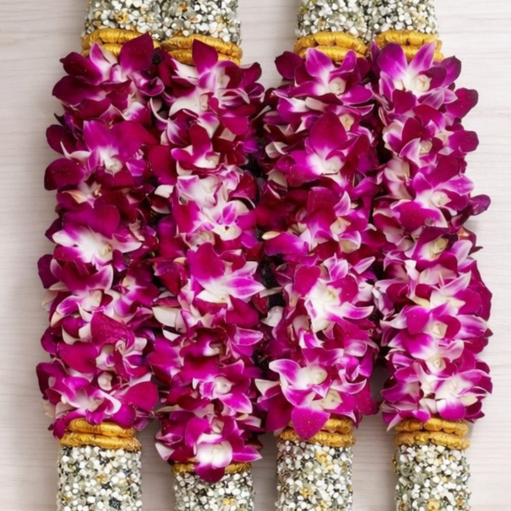 Purple Orchid & Baby's Breath Wedding Garland(Haar)