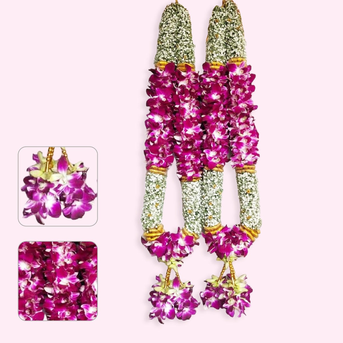 Purple Orchid & Baby's Breath Wedding Garland(Haar)