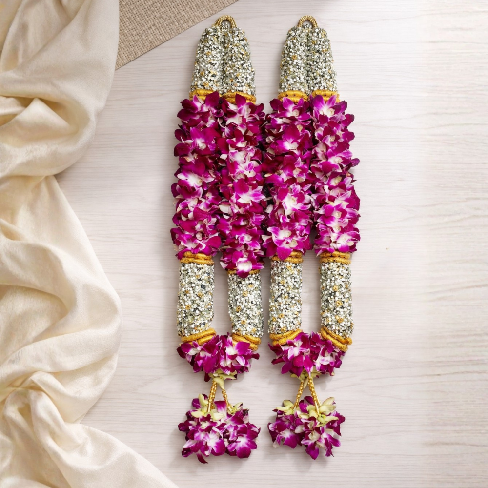 Purple Orchid & Baby's Breath Wedding Garland(Haar)